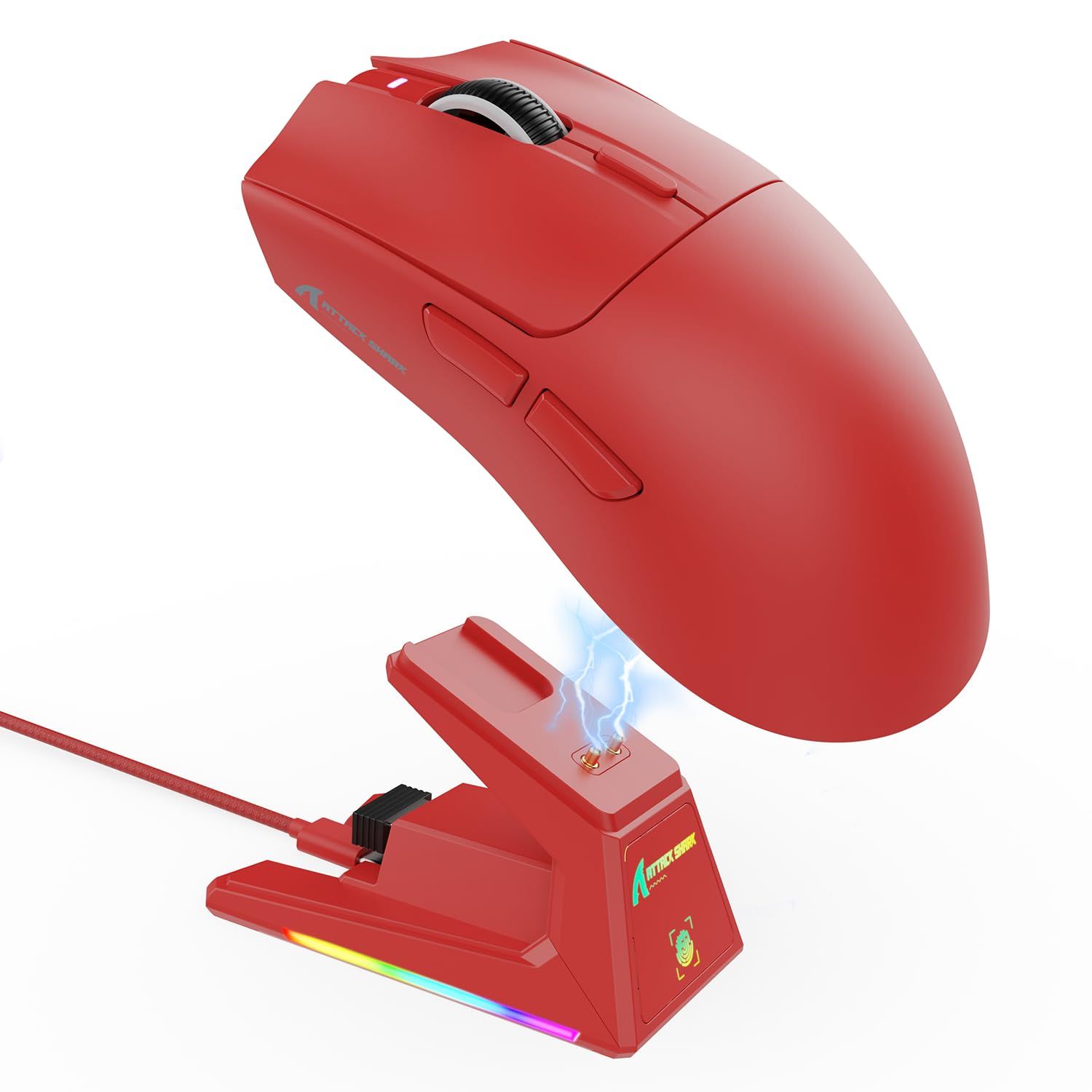 MAMBASNAKExATTACK SHARK X1 ゲーミングマウス 軽量49g ワイヤレス 有線 Bluetooth 2.4G 3モード PAW3395PRO 40000DPI オムロン光微動 1億回耐久 RGB 充電ドック クラウドドライバ A ...