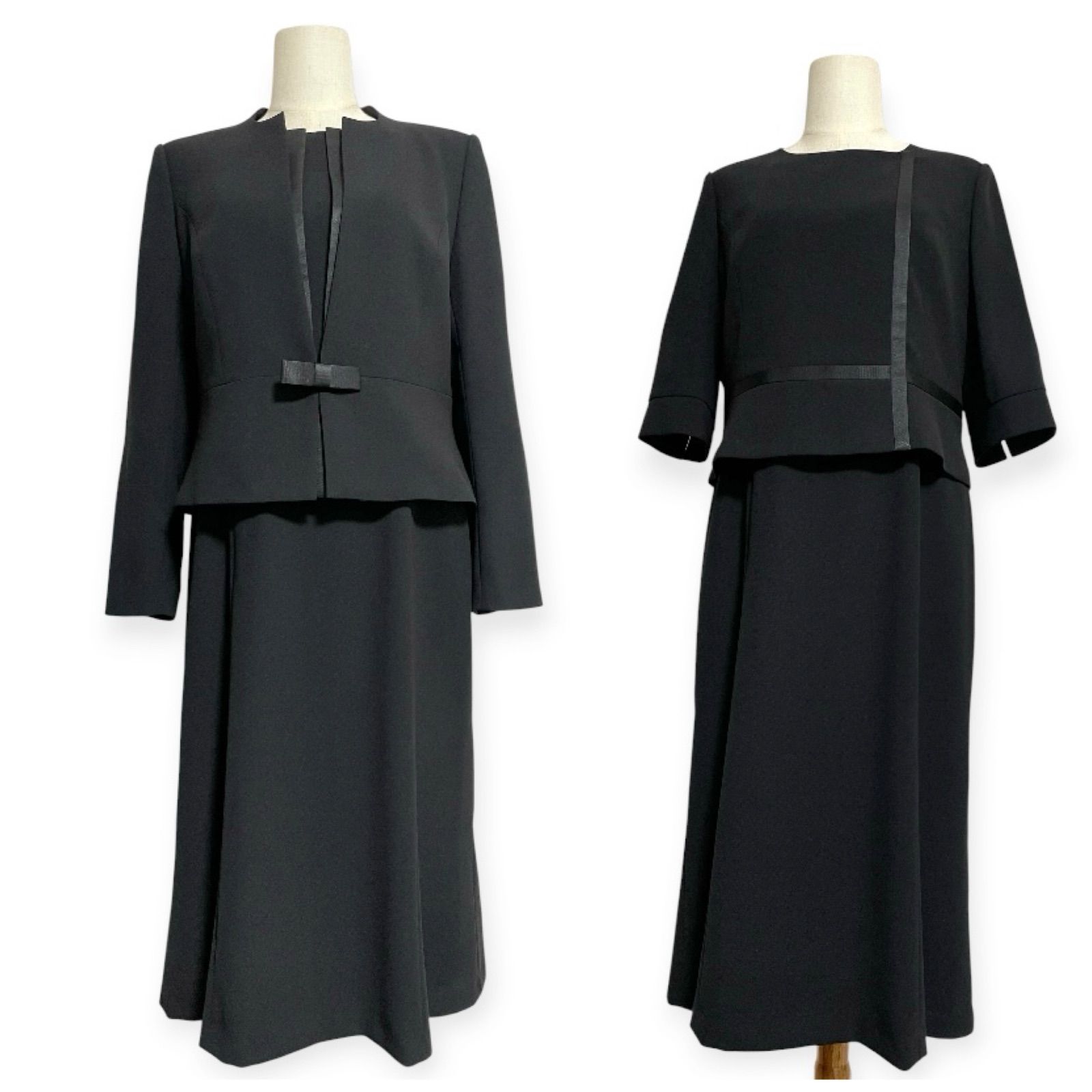KANSAI FORMAL×ラブリークイーン 大きいサイズ 15 高級 喪服 礼服 ブラックフォーマル ノーカラー ワンピーススーツ アンサンブル 冠婚葬祭 8,985円