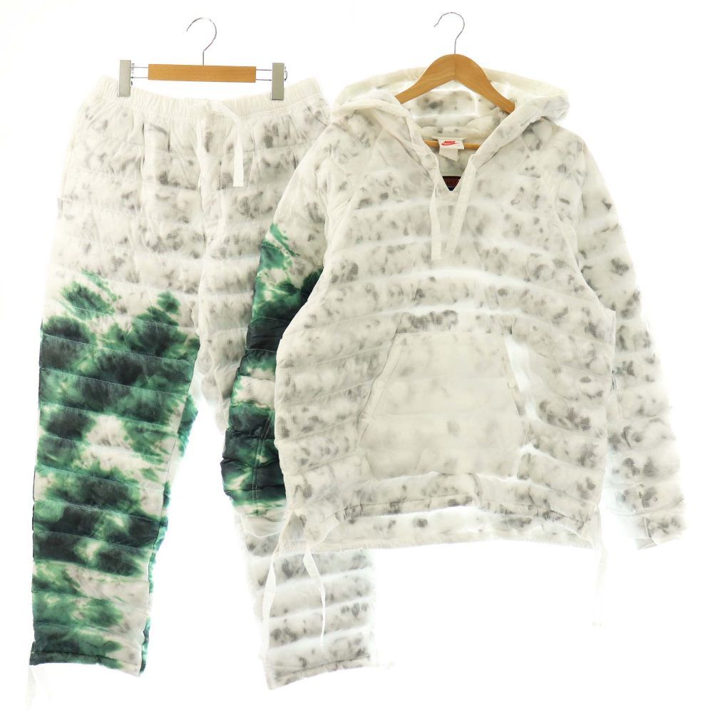 ナイキ NIKE × ステューシー STUSSY インシュレーテッド パーカー パンツ セットアップ M ホワイト グリーン /DF ■OS