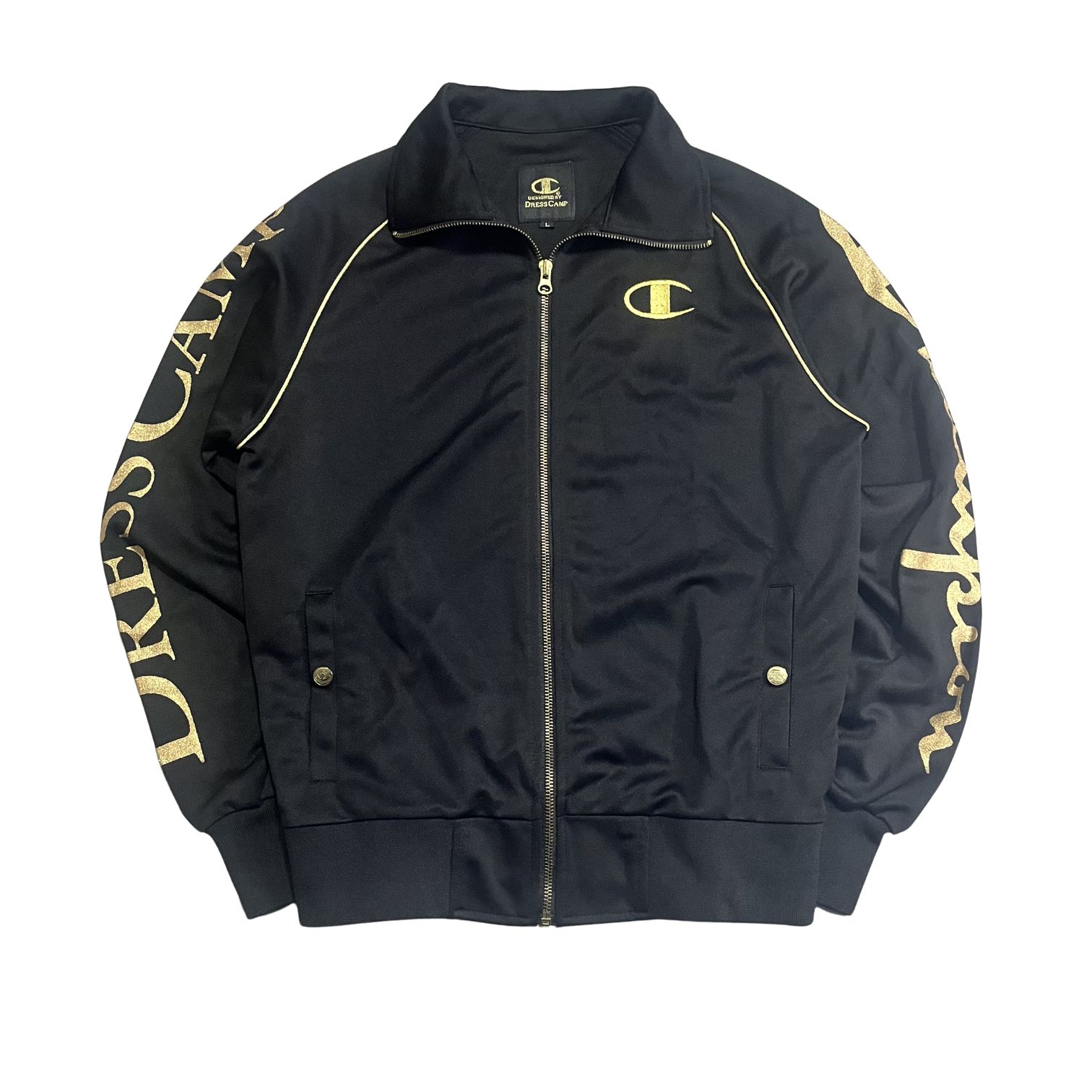 Champion DRESS CAMP ジャージ トラックジャケット 黒 金ロゴ 