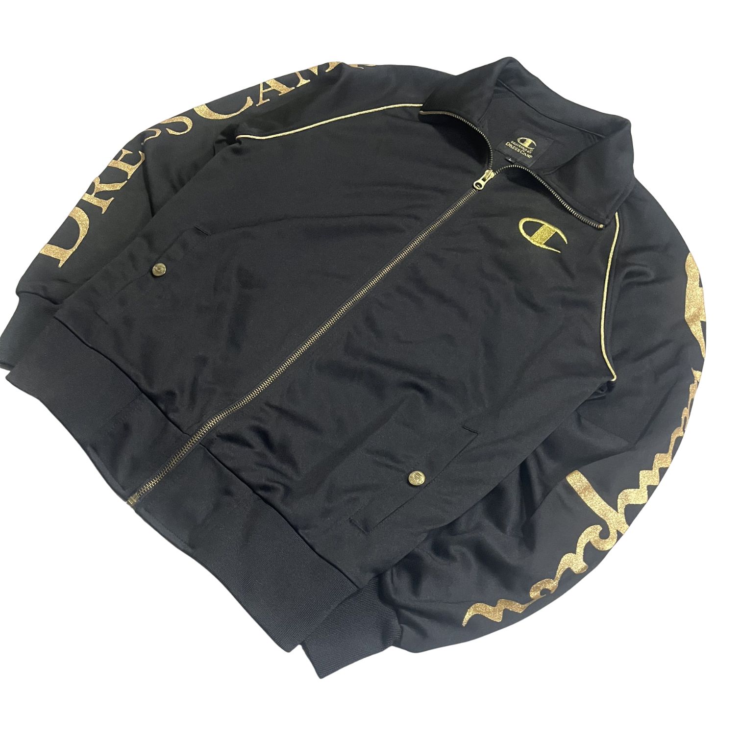 Champion DRESS CAMP ジャージ トラックジャケット 黒 金ロゴ