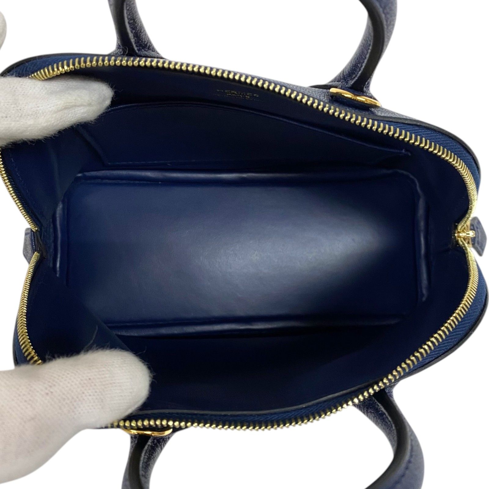 エルメス HERMES ボリード1923 ミニ K刻 ブルーネイビー ゴールド金具 