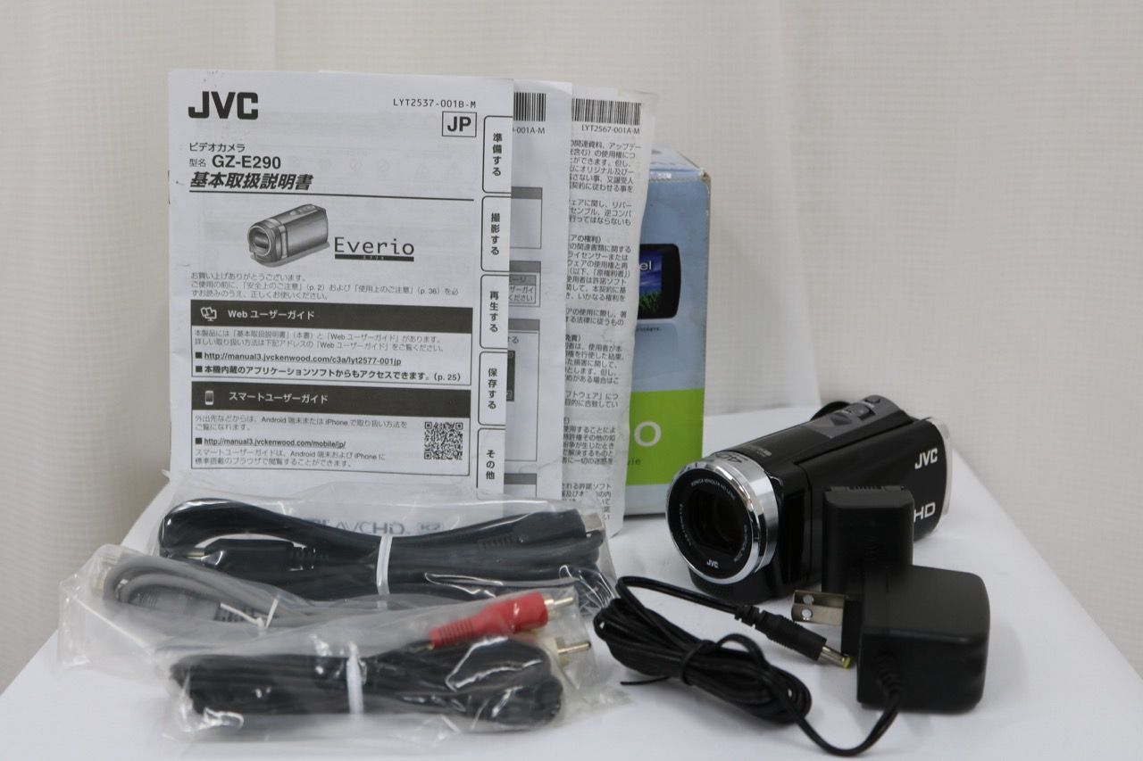 【返品保証】 【元箱付き】JVC Evrio GZ-E290-B ブラック 40x 付属品多数 デジタルビデオカメラ e10754