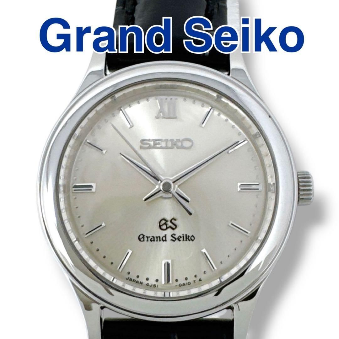 グランドセイコー 4J51-0A10 革ベルト クォーツ レディース 時計 美品 Grand Seiko ブランド 稼働 シルバー文字盤 ブラック革ベルト クオーツ ステンレススチール 腕時計 日本製 SA/未使用に近い