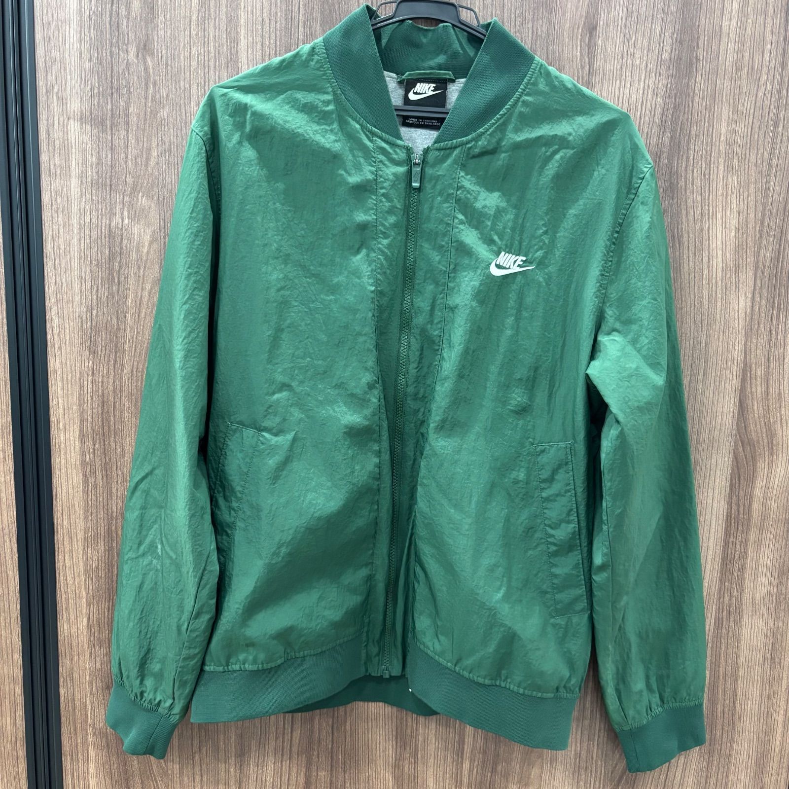 NIKE ナイキ ナイロンジャケット グリーン L r)NIKE ナイキ ナイロンジャケット ウインドブレーカー 裏地コットン