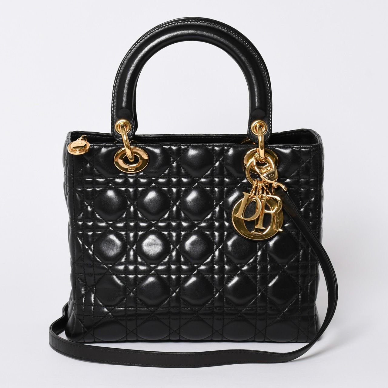 Christian Dior クリスチャンディオール ガリアーノ期 レディディオール ハンドバッグ ラムレザー ブラック 美品 中古 4a000309