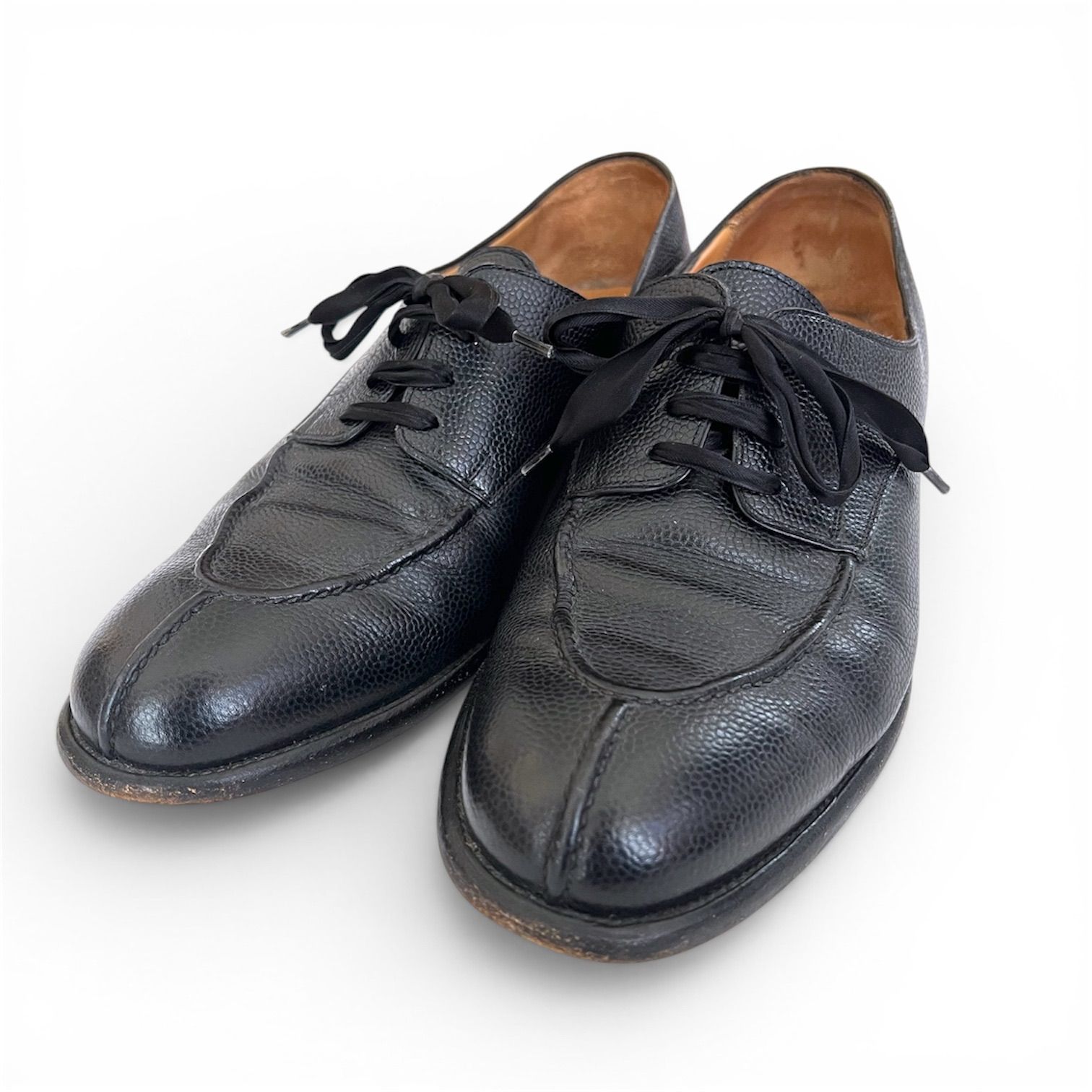 Le Yucca's レユッカス U-Tip Shoes Uチップ Karena ブラックキャビア型押しカーフ