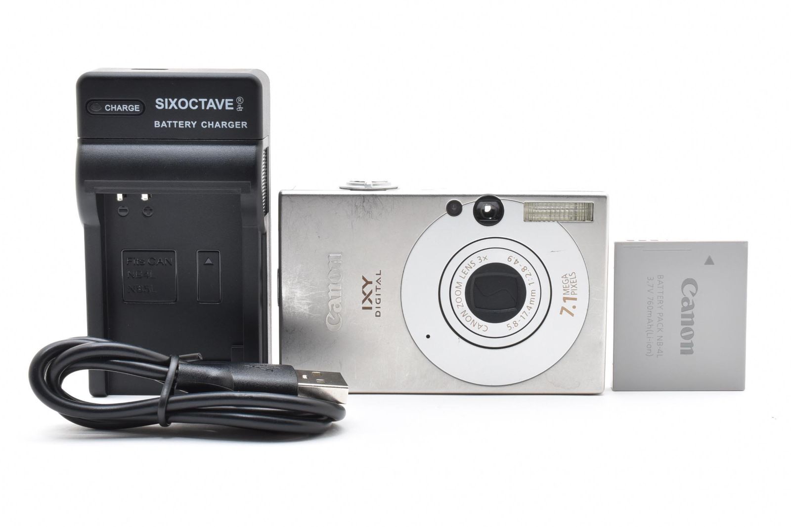 ★動作品★ キャノン Canon IXY DIGITAL 10 シルバー 【スクエアデザイン・Y2K】 充電器付き 動作良好 特価！ #0602A