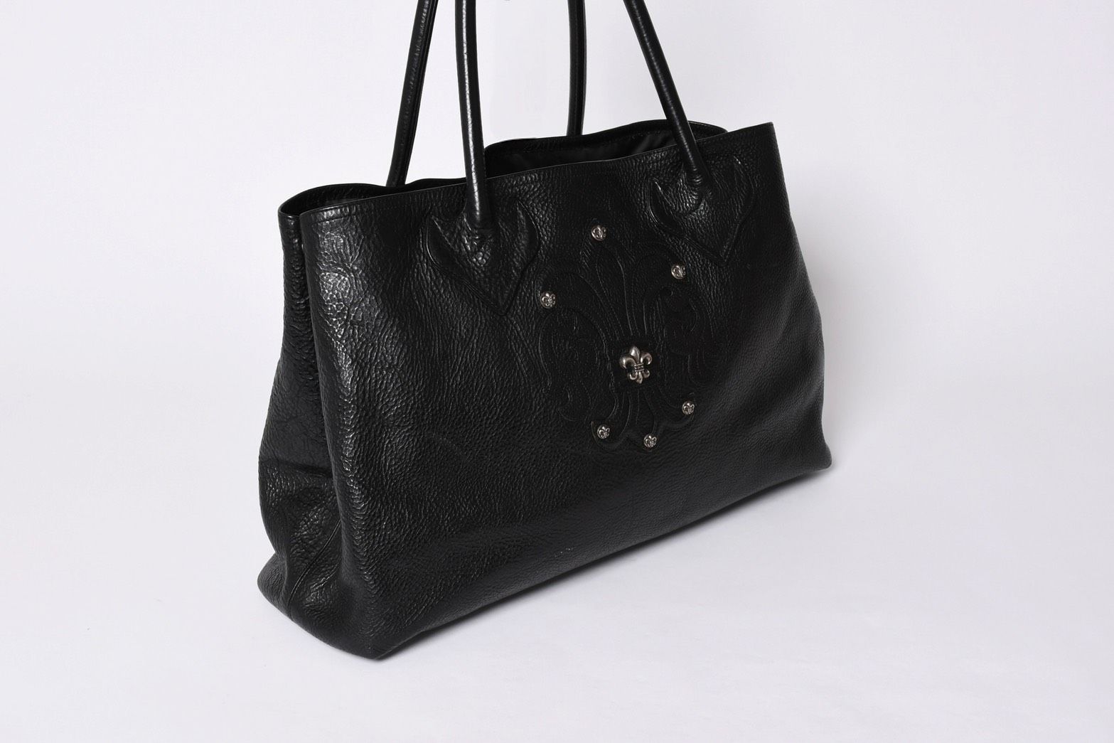 クロムハーツ TOTE W SNP スナップトートバッグレザーシルバー