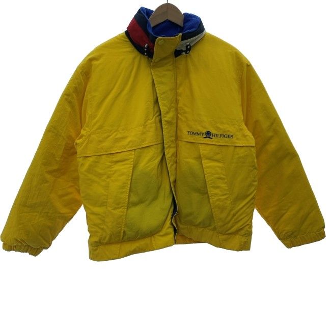 【中古】　TOMMY HILFIGER　ダウンジャケット　ナイロンジャケット　フルジップ　ハイネック　無地　ワンポイント　刺しゅう　古着　/1904