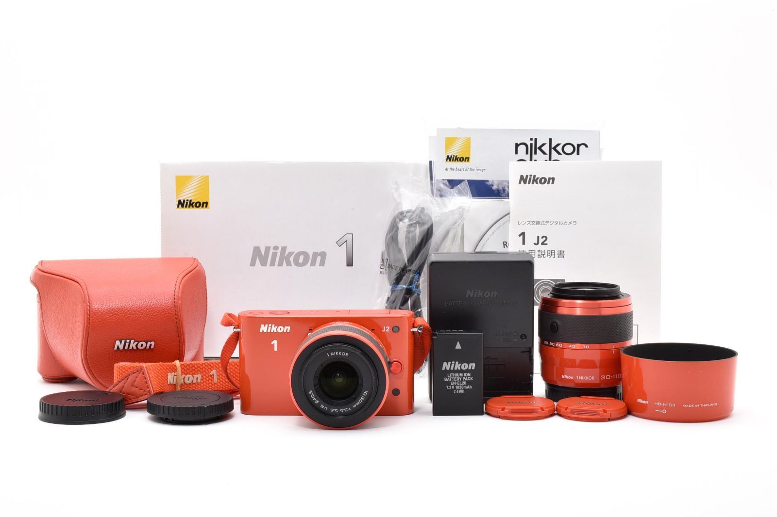 ☆ショット数1440回☆ 難あり美品 Nikon 1 J2 オレンジ ダブルレンズ