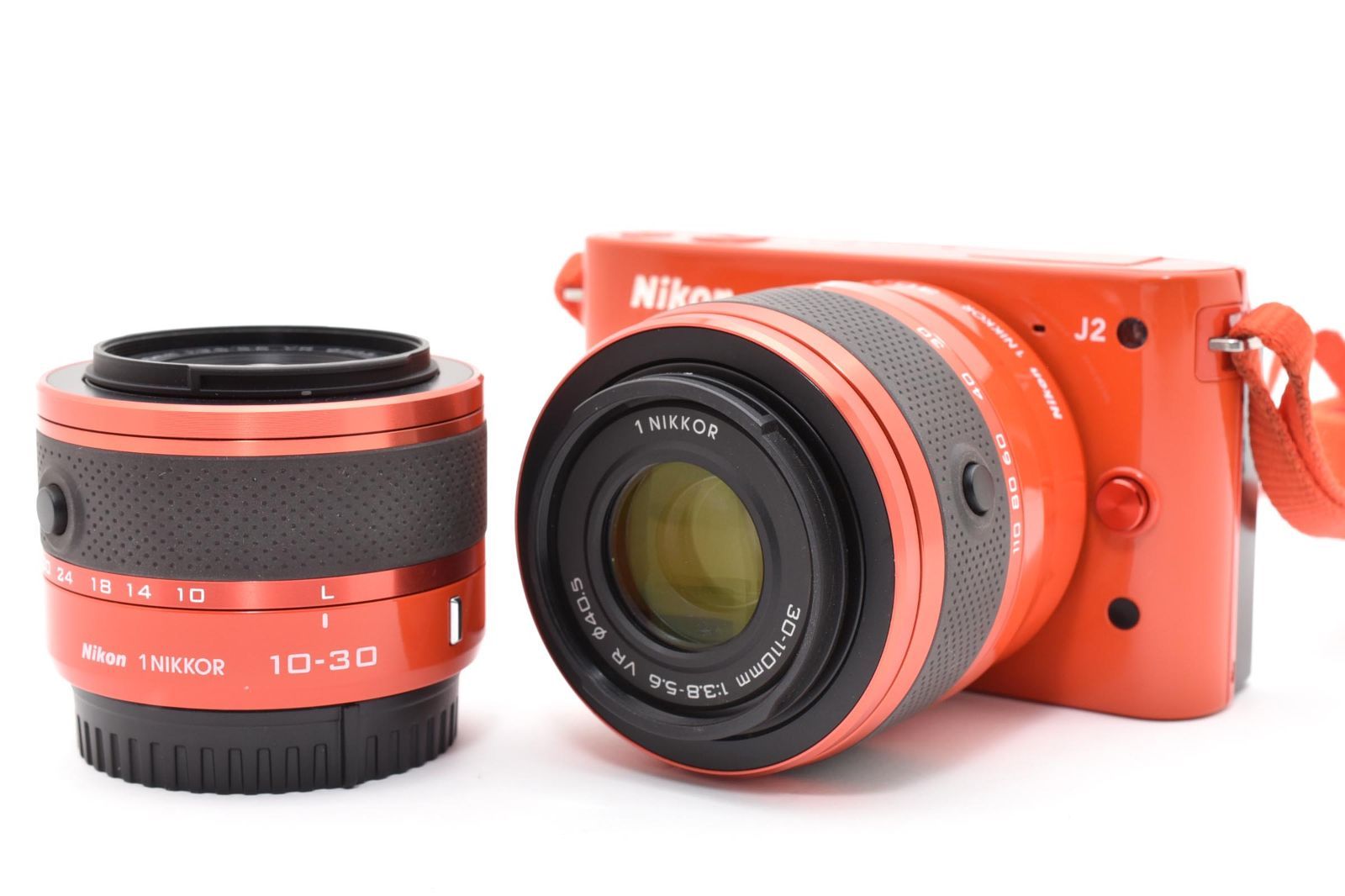 ☆ショット数1440回☆ 難あり美品 Nikon 1 J2 オレンジ ダブルレンズ