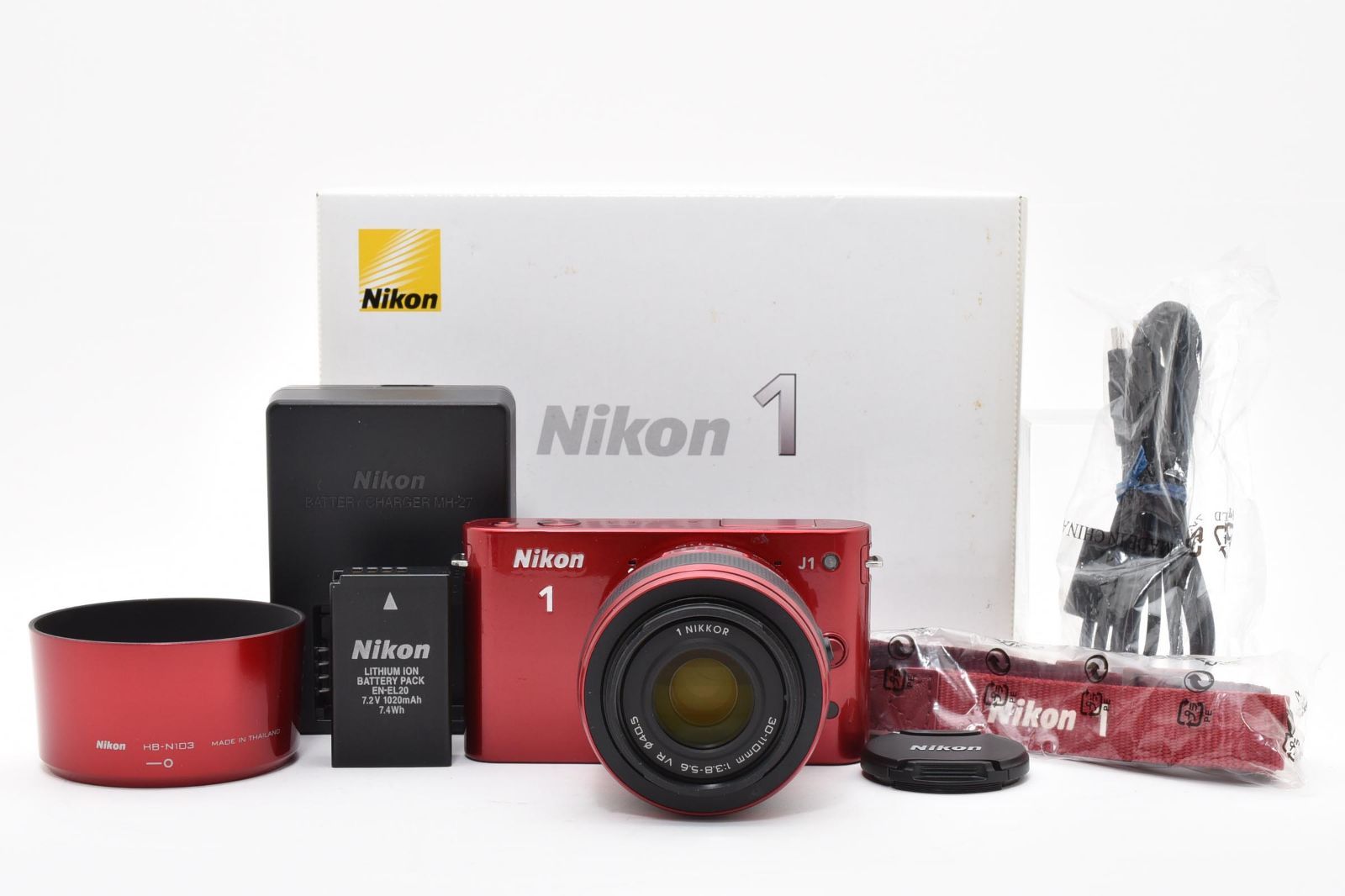 ★良品★ ★ショット数12338回★ ニコン Nikon 1 J1 レッド + 1 NIKKOR 30-110mm F3.8-5.6 VR 元箱付き RYM6090 #99