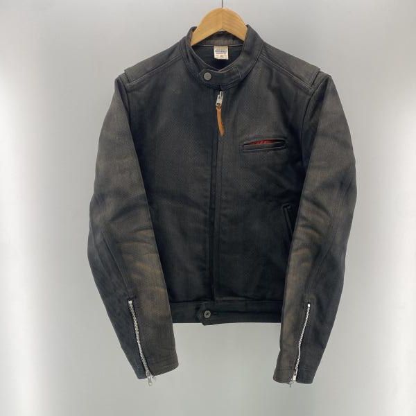 中古】IRON HEART 21oz 黒鎧シングルライダースジャケット(状態考慮