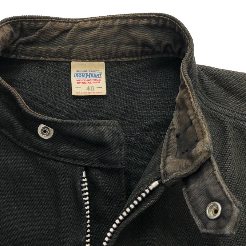 中古】IRON HEART 21oz 黒鎧シングルライダースジャケット(状態考慮