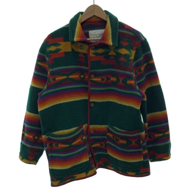 【中古】　UNITED COLORS OF BENETTON　ウールジャケット　フルボタン　総柄　イタリア製　古着　/1911