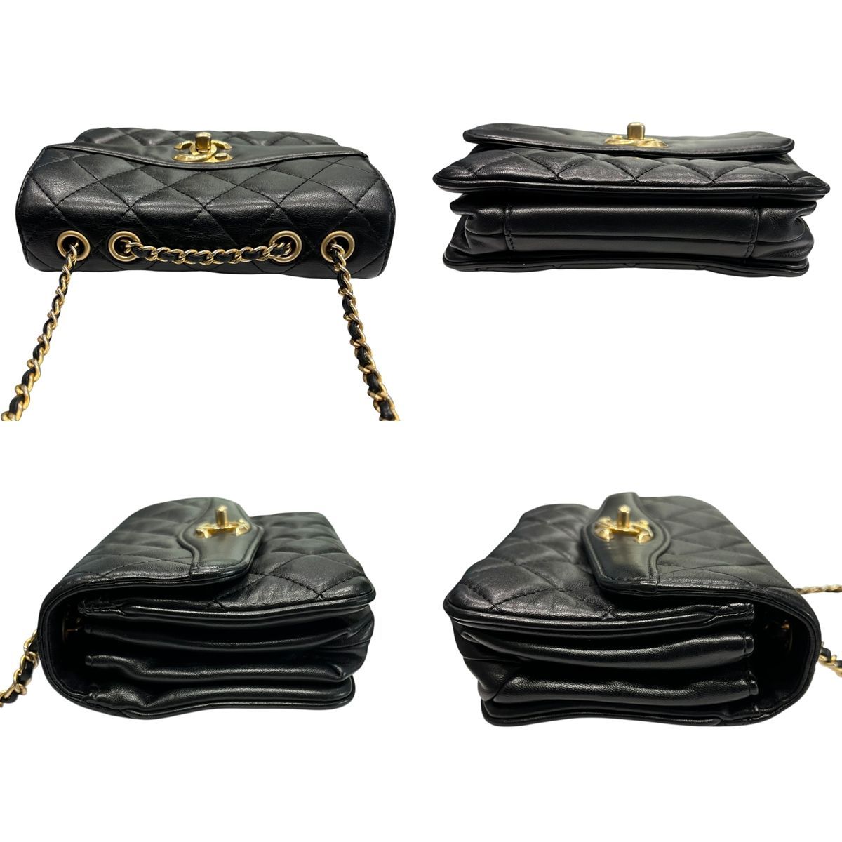 シャネル 24番 黒 ﾗﾑ ｺﾞｰﾙﾄﾞ金具 ｺｺｳﾞｨﾝﾃｰｼﾞﾌﾗｯﾌﾟ ﾐﾆﾏﾄﾗｯｾ18 CHANEL（シャネル） 24番 黒 ゴールド金具 ココヴィンテージフラップ