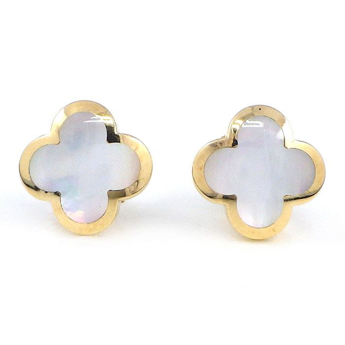 ヴァンクリーフ＆アーペル Van Cleef & Arpels ピアス ピュア アルハンブラ VCARA38800 ホワイト シェル K18YG 【中古】