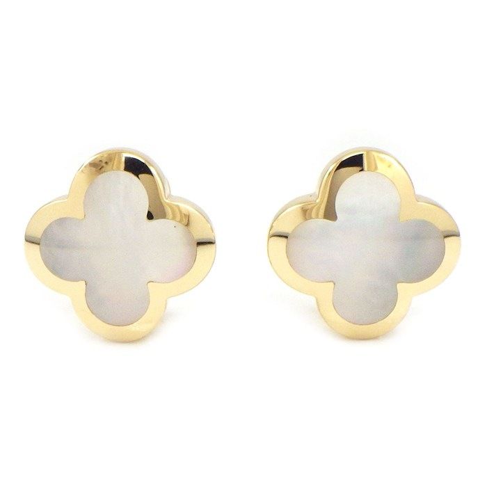 ヴァンクリーフ&アーペル Van Cleef & Arpels ピアス ピュアアルハンブラ ARA39100 ホワイト シェル K18YG 【箱・保付き】 【中古】