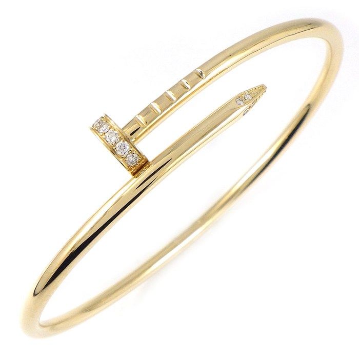 カルティエ Cartier バングル ジュストアンクル SM B6066115 釘モチーフ 20ポイント ダイヤモンド 計0.18ct K18YG / #15 【中古】