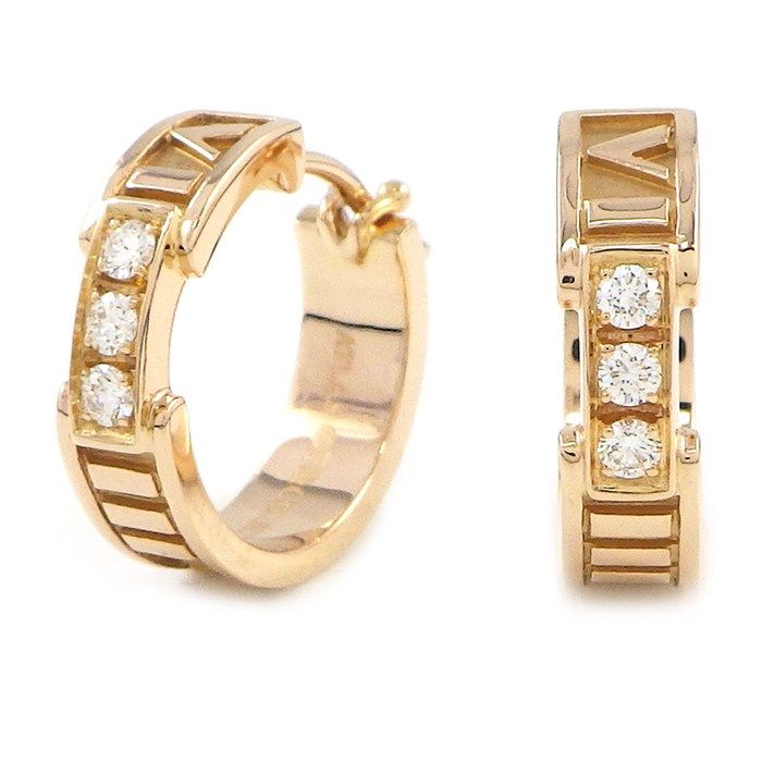 ティファニー Tiffany & Co. ピアス アトラス フープ ダイヤモンド K18PG 【中古】