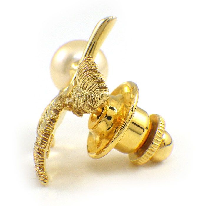 ミキモト MIKIMOTO ピンブローチ リーフモチーフ パール 7.5mm珠 K18YG