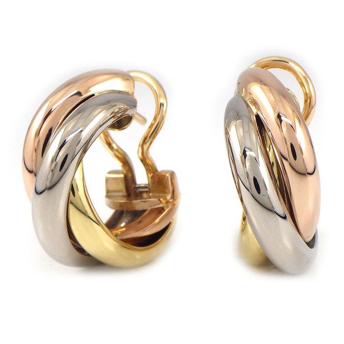 カルティエ Cartier ピアス トリニティ フープ スリーカラー K18PG K18WG K18YG 【中古】