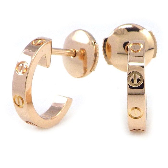 カルティエ Cartier ピアス ラブ SM B8029000 フープ ミニラブ K18PG 【中古】