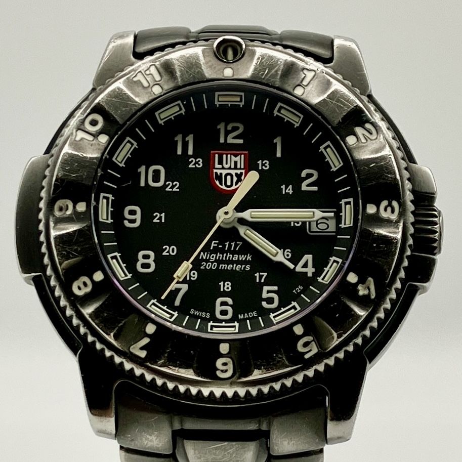 【本体のみ】 LUMINOX ルミノックス クォーツ腕時計 3400-200 F-117 ナイトホーク 稼動品