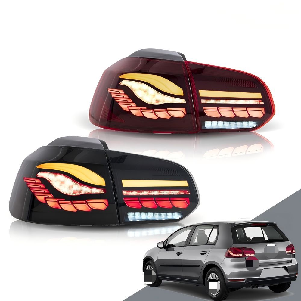 【送料無料】フォルクスワーゲン ゴルフ6 Volkswagen Golf6 2010-2014 対応 LEDテールランプ リアライト シーケンシャルウインカー 流れるウインカー 外装パーツ 視認性向上 レッド スモーク 左右セット