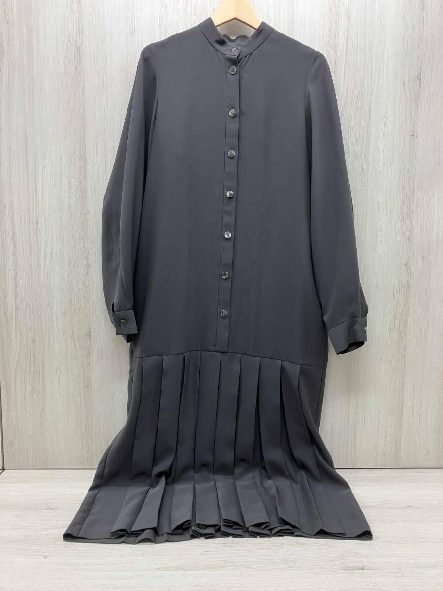 ENFOLD エンフォルド 300HS133-0580 バックプリーツ GRY 長袖ワンピース 表記サイズ38 グレー