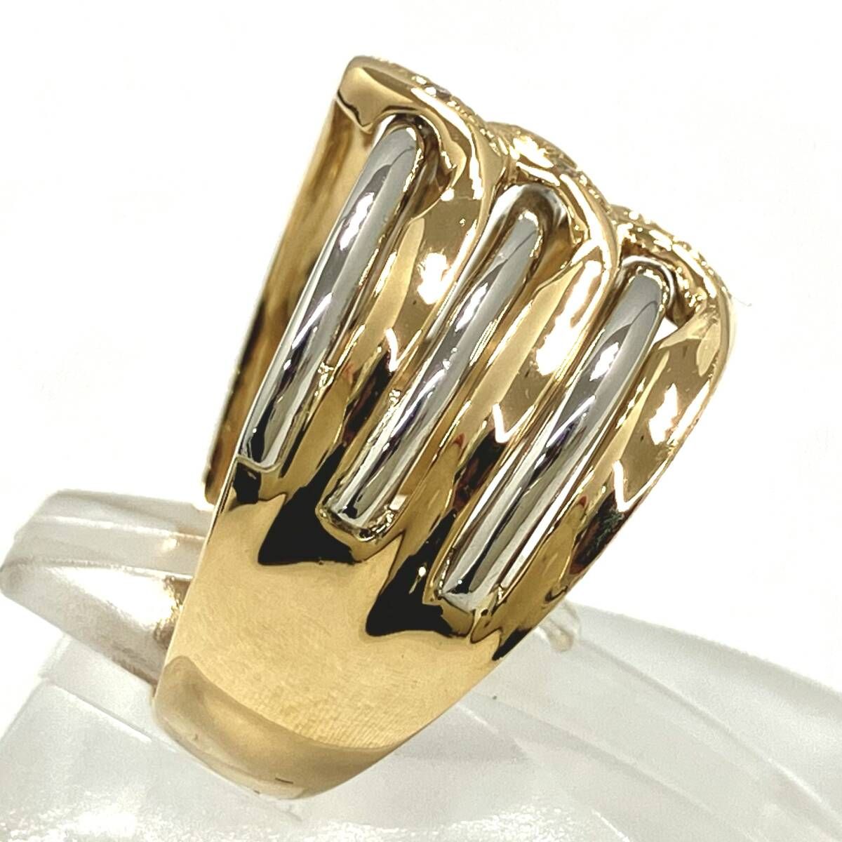 K18 Pt900 コンビ ＃11 総重量約4.8g ダイヤモンド0.03ct リング 指輪
