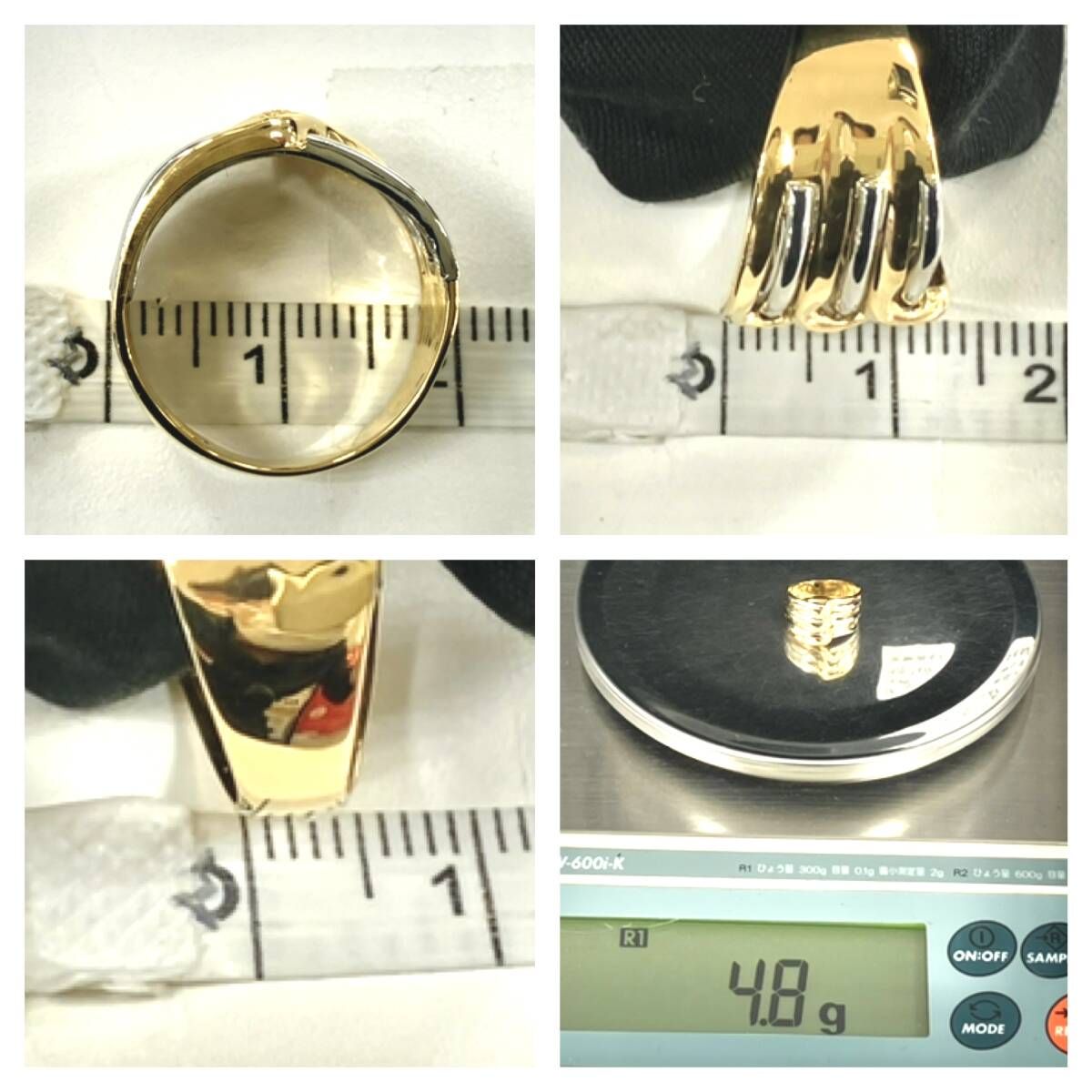 K18 Pt900 コンビ ＃11 総重量約4.8g ダイヤモンド0.03ct リング 指輪