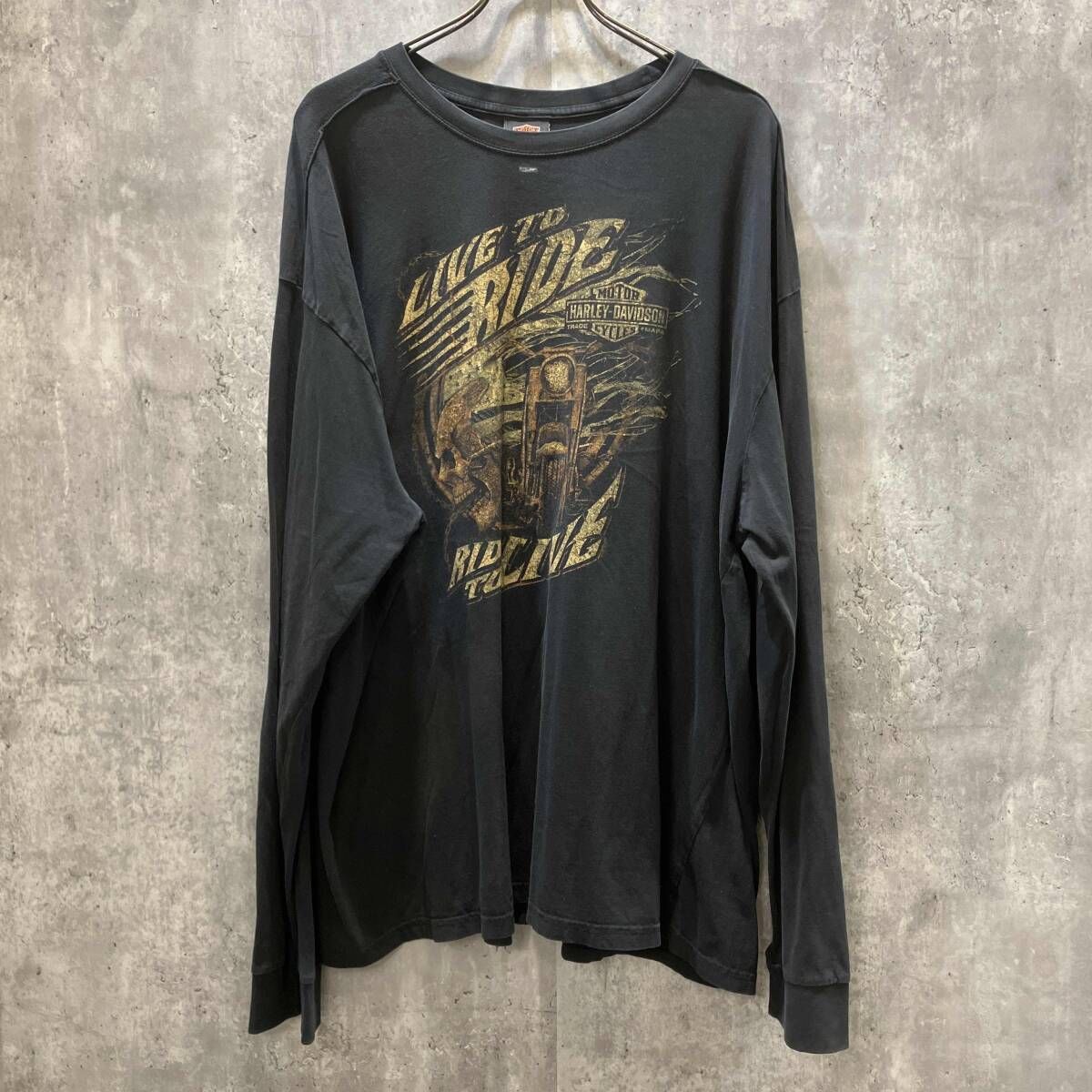 HARLEY DAVIDSON ハーレーダビッドソン 両面プリント 長袖Tシャツ ブラック サイズ3XL