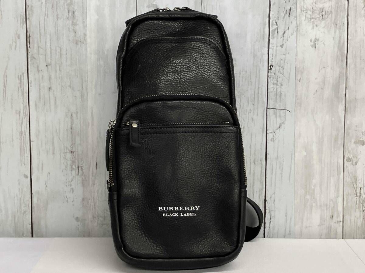 BURBERRY BLACK LABEL ボディバッグ バーバリー　ブラックレーベル ショルダーバッグ レザー ブラック