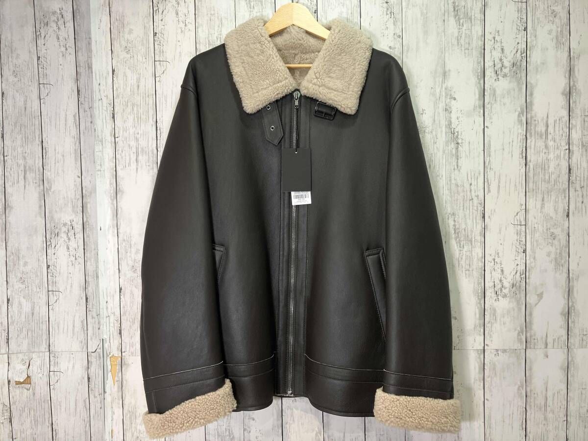 JOSEPH ABBOUD ジョセフ ラムレザー 裏ボア ムートン B-3 lwjkgs0601 ダークブラウン 焦茶 3Lサイズ ジャケット 羊革