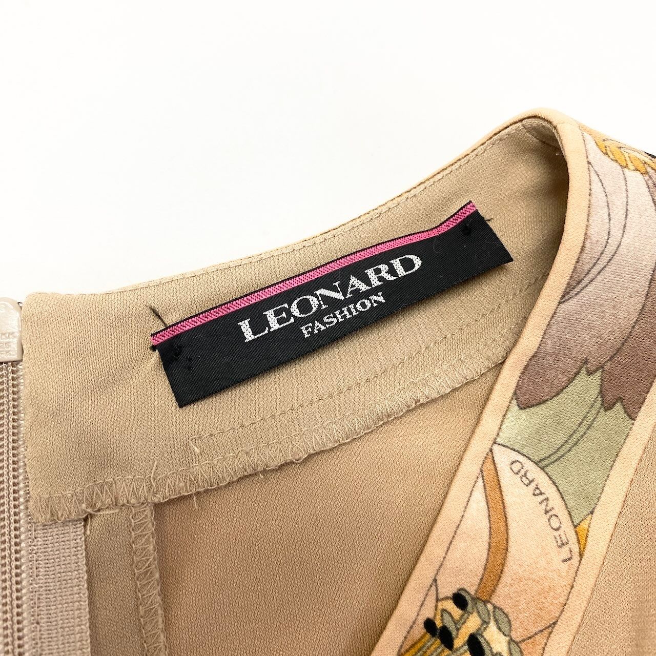 80e6 LEONARD FASHION レオナール 花柄切替プリント ロングワンピース 