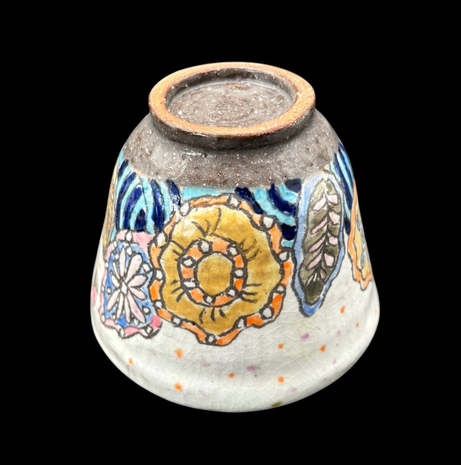 手描き 湯呑み 花柄 茶器 茶道具 器 陶器 作家物 骨董品 アンティーク