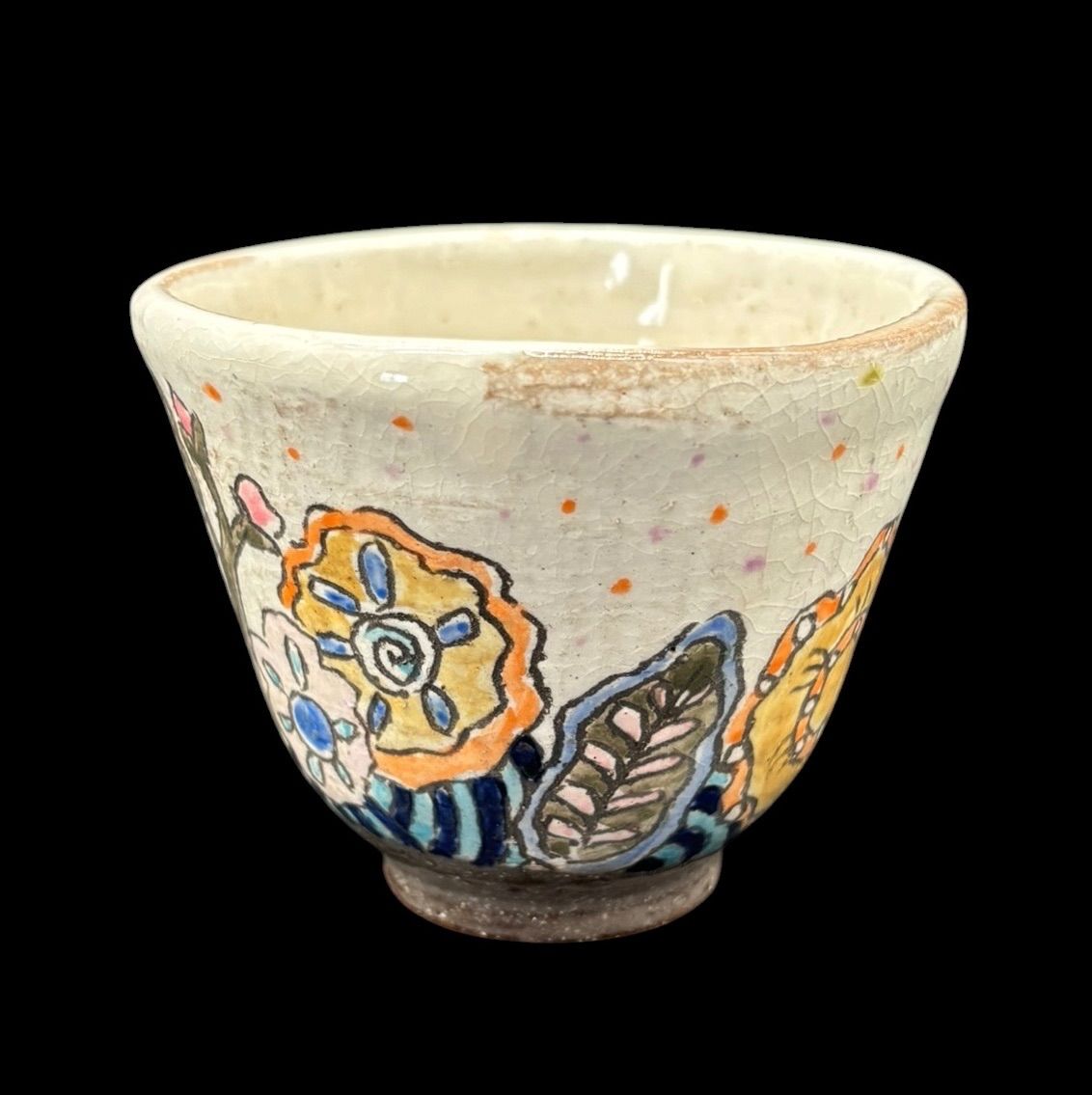 骨董品　成化年製　当時物　手描き　湯呑　茶盃 手描き 湯呑み 花柄 茶器 茶道具 器 陶器 作家物 骨董品 アンティーク