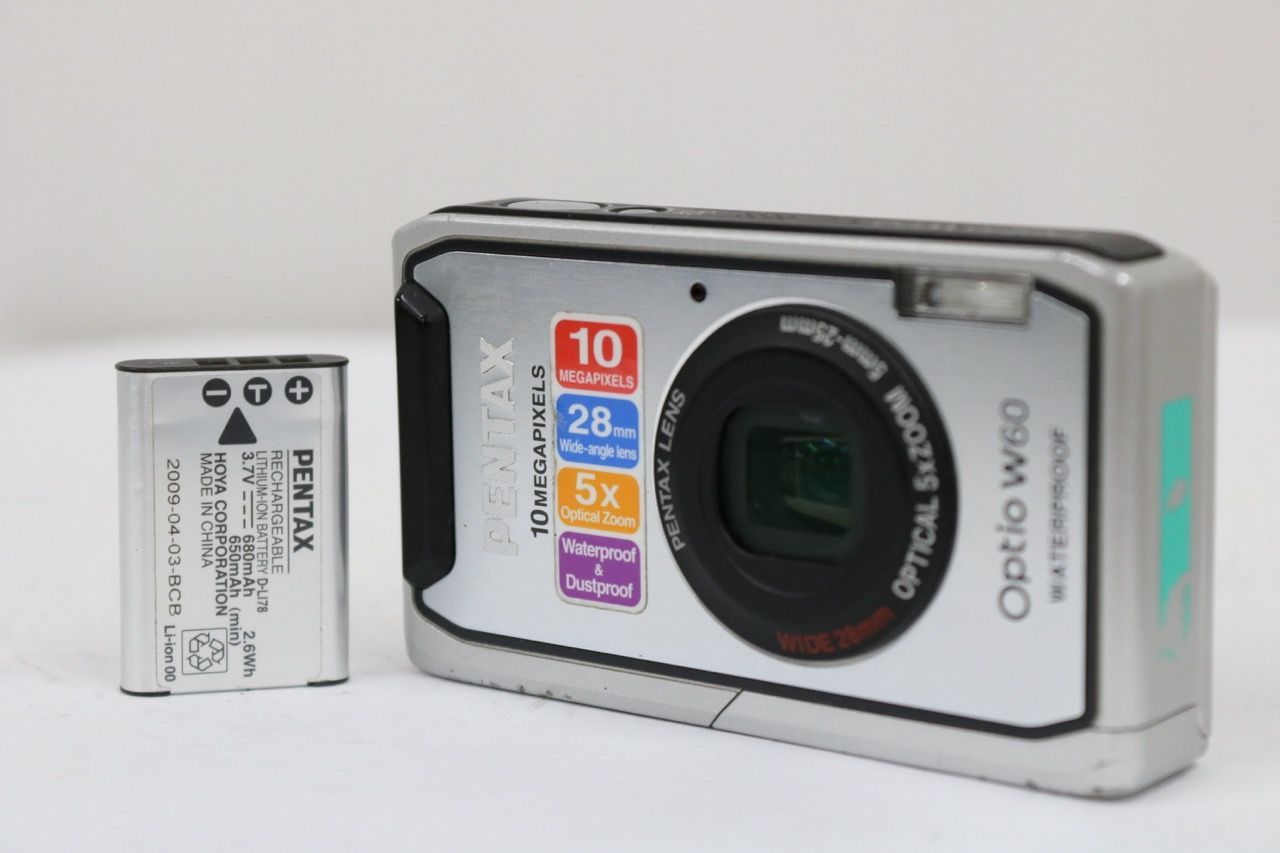 【返品保証】 ペンタックス Pentax Optio W60 5x バッテリー付き コンパクトデジタルカメラ e10989