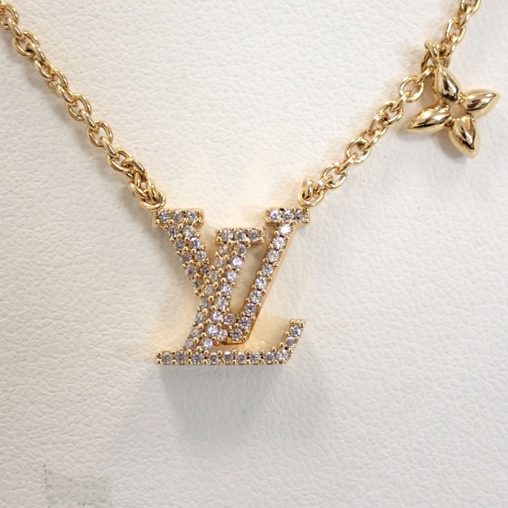 Th1012561 ルイ・ヴィトン プチネックレス LVアイコニック M00596 GP ラインストーン LVロゴ LOUIS VUITTON 美品・中古