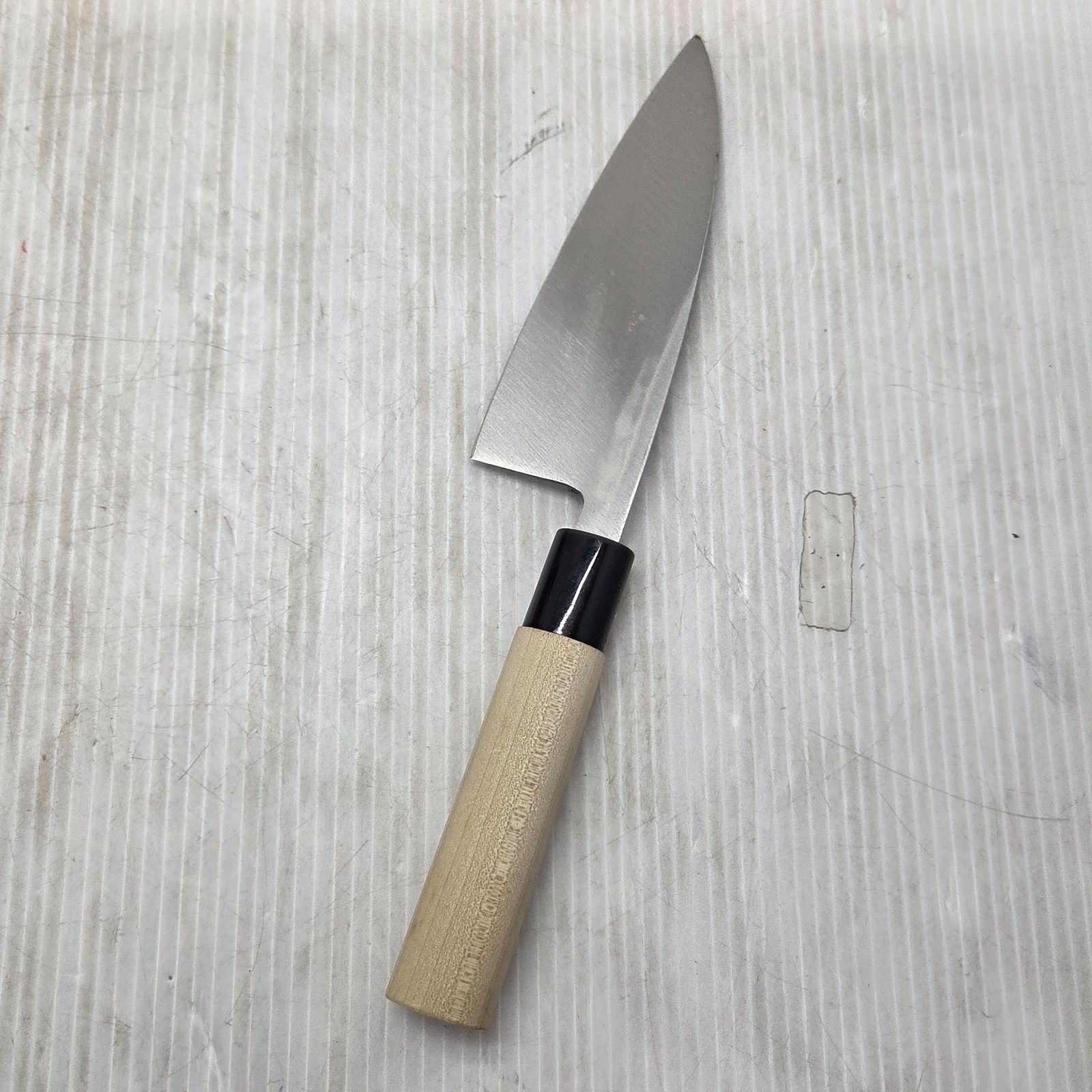 中古再生品水山出刃包丁157mm 並品｜泳宮蓮山 出刃包丁 霞 七寸 朴柄 白鞘付 KN02-A10668-2L3B