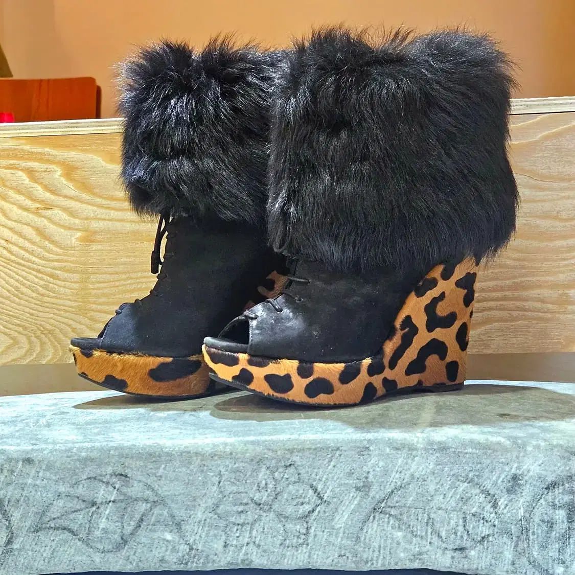 PRADA プラダ レオパード ヒョウ柄 ウェッジ ウェッジソール ヒール
