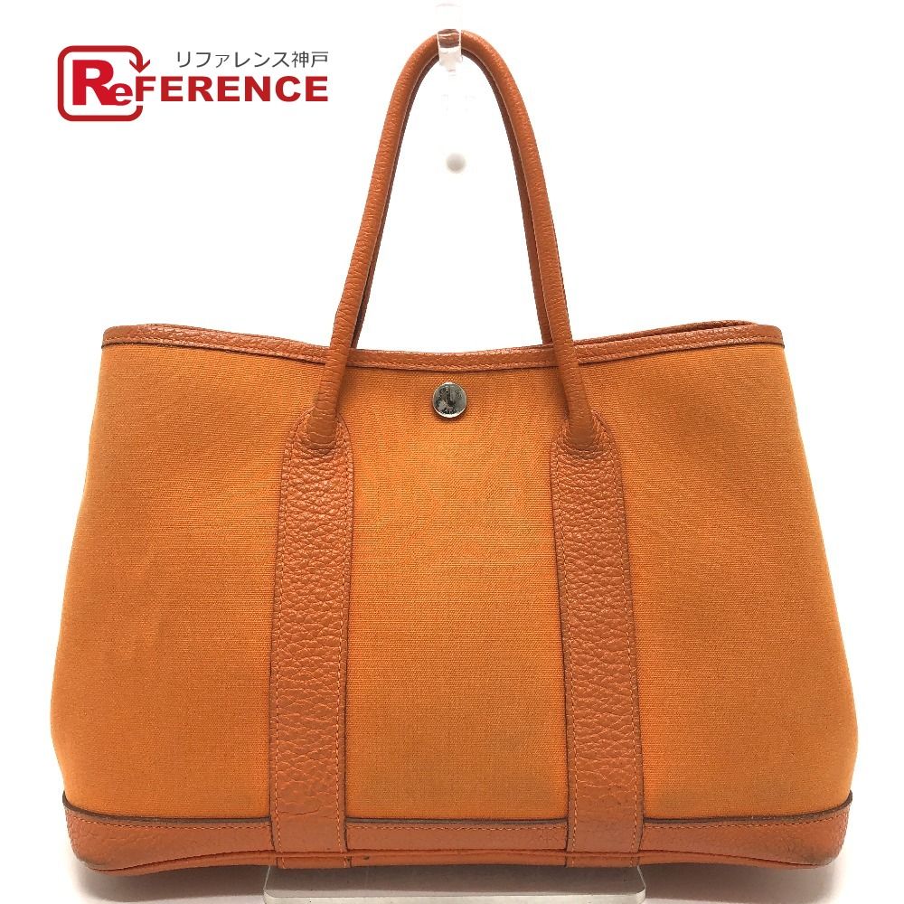 HERMES エルメス ハンドバッグ ガーデンパーティTPM ガーデンパーティ TPM レザー/キャンバス オレンジ