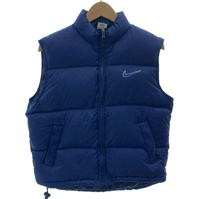 【中古】　NIKE　ダウンベスト　90s vintage　90年代　OLD　ハイネック　フルジップ　無地　ワンポイント　スウッシュ　刺しゅう　スポーツ　古着　/2002