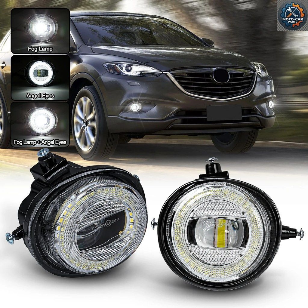 車用LEDエンジェルアイフォグランプアセンブリ マツダ2 3 6 CX-5 CX-7 CX-8 CX-9 RX-8 MX-5 2004-2017 ヘッドライト デイタイムランニング
