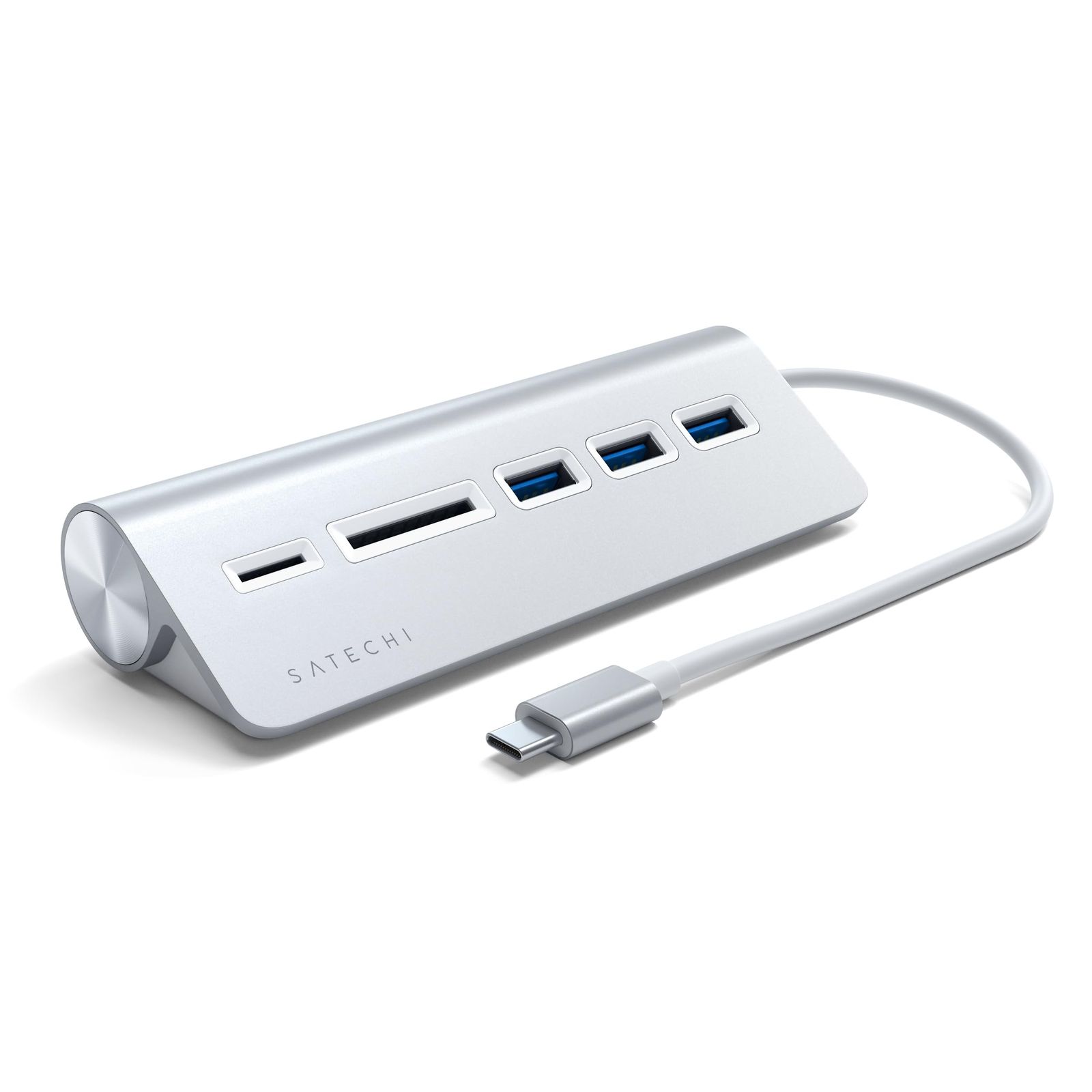 SATECHI USB-C デスクトップコンボハブ、アルミ、USB-A 3.0×3データポート、Micro/SDカードリーダー – MacBook Air & Pro M4、iMac、Surface、ThinkPad、Windows 対応 – シルバー