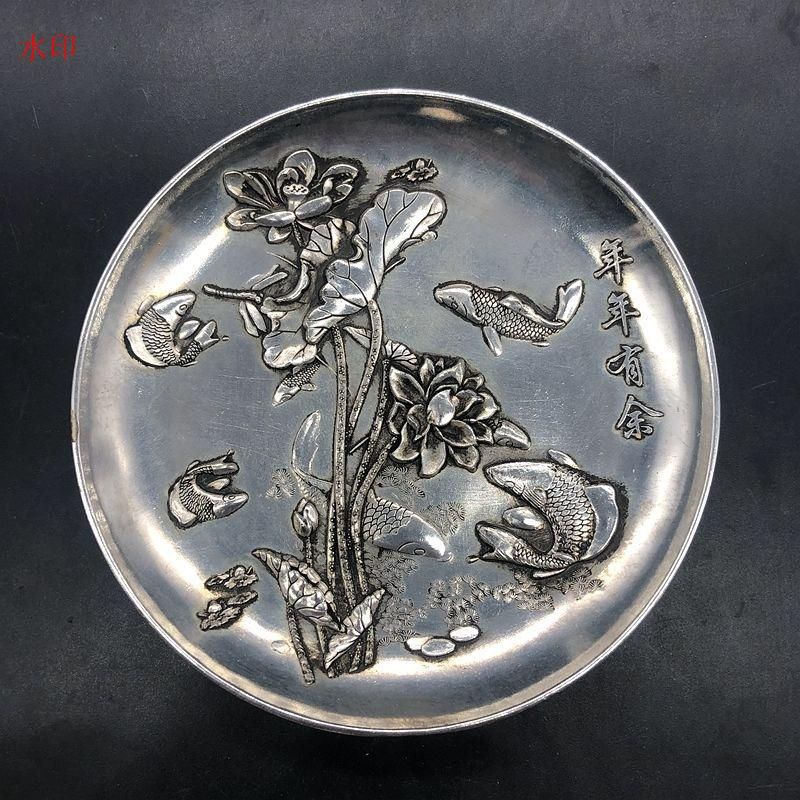 現代工芸品 美術品 置物大清乾隆 蓮花 魚 銅盤