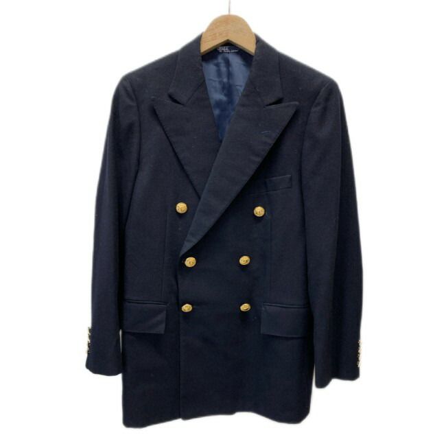 【中古】　POLO by RALPH LAUREN　テーラードジャケット　80s vintage　80年代　三角タグ　ウールジャケット　アウター　無地　シングルボタン　フロントポケット　古着　/0143