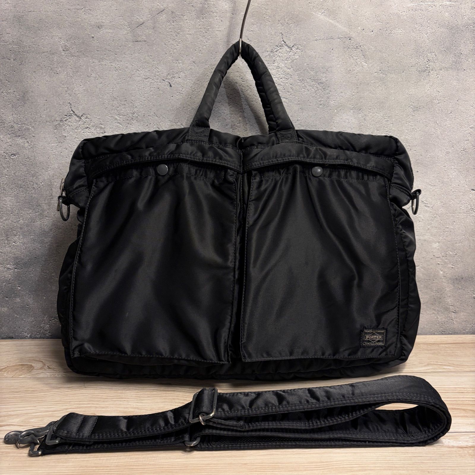 ✨PORTER タンカー 2WAY ビジネスバッグ ブラック ショルダー付 O3-885